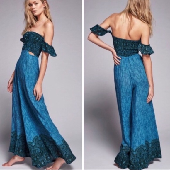 Free People Midsummers Dream Romper. Blue. Small - Picture 1 of 7
